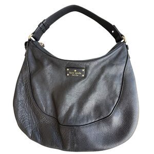 Kate Spade Black Leather Shoulder Bag Hobo Purse Soft Pebbled Leather